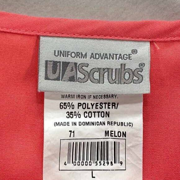 UA Scrubs Top Mens Size L V-Neck Short Sleeve Medical Uniform Melon Orange - Picture 10 of 10